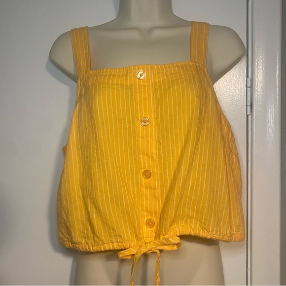 a new day Tops - A New Day Yellow and White Striped Crop Top Size L